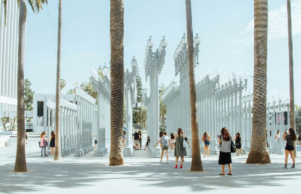 Street light installation in front of LACMA