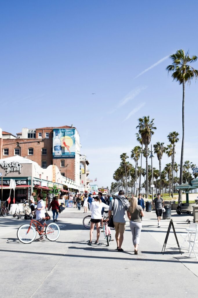 People hanging out at Venice Boardwalk