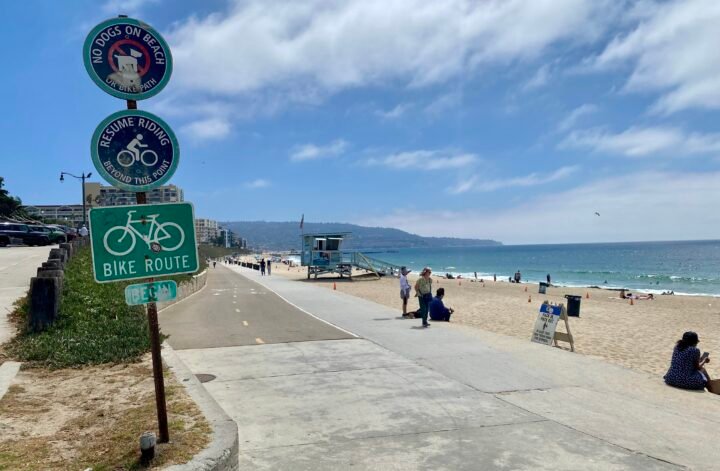 Marvin Braude Bike Trail Bike path Signs at Redondo Beach